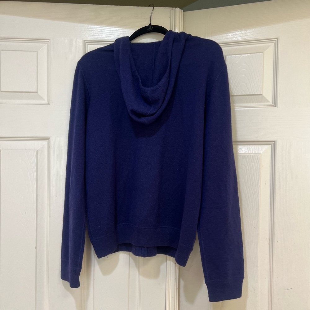 BLOOMINGDALES Men’s Shop CASHMERE Blue Full Zip Hoodie Sweater Size Medium